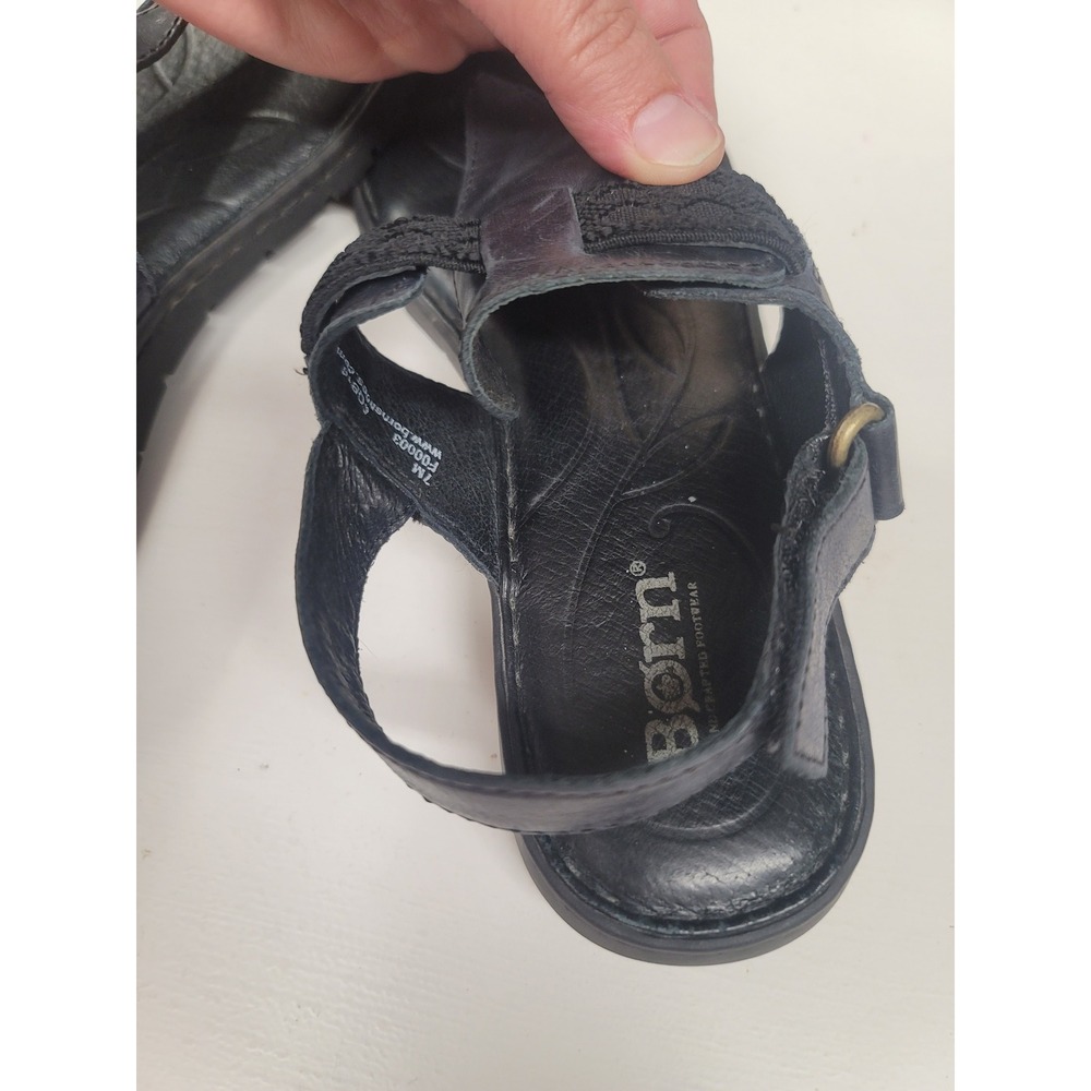 Born Black Leather T Strap‎ Slingback Sandals Women's Size 7M Casual - Picture 5 of 6